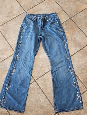 Cali 1850 Blue Studded Flare Jeans - Women